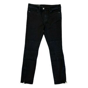 Armani Exchange Cropped Skinny Jeans Womens 27 Raw Hem Black High Rise Denim